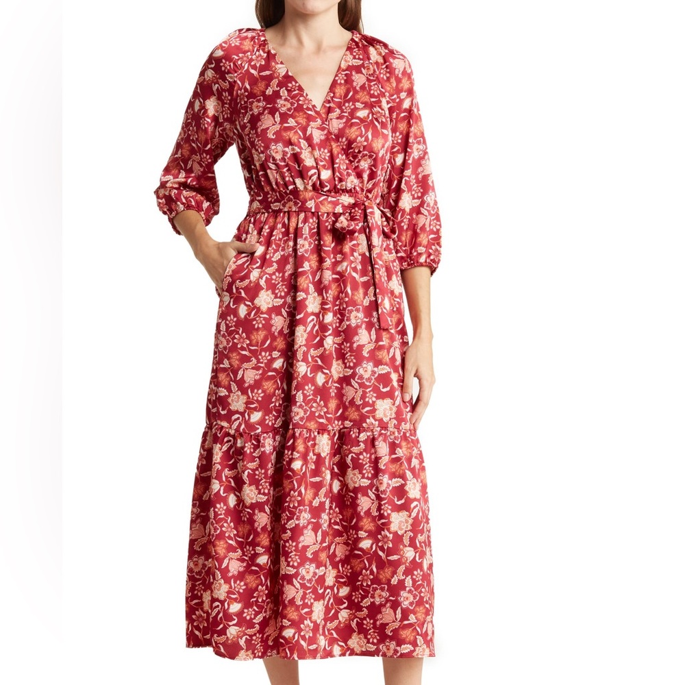 Lucky Brand Tie Waist Midi Dress Size M NWT